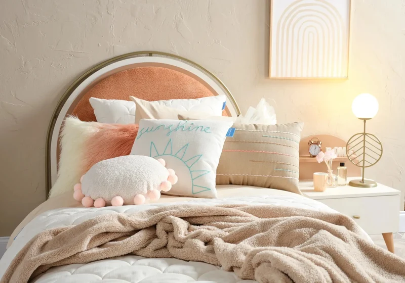 Ensemble de chambre jeune moderne orange LORENA