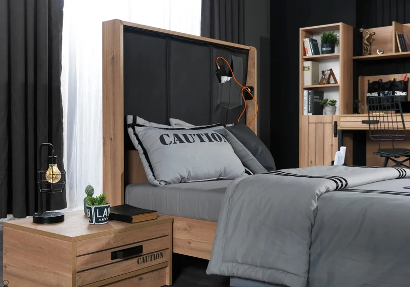 Ensemble complet de chambre moderne chêne DARK