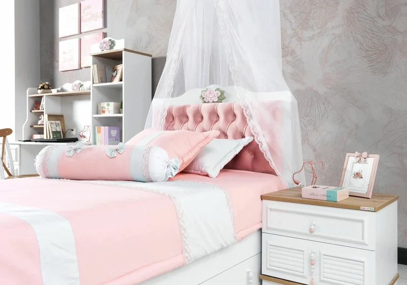 Ensemble complet de chambre moderne rose LUNA