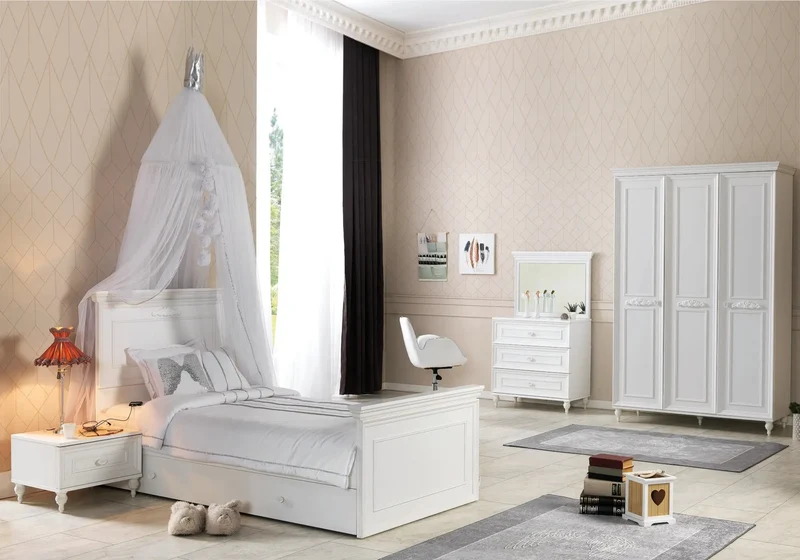 Ensemble de chambre pour jeune moderne blanc ANGEL