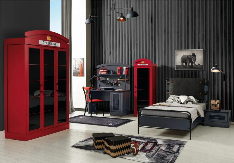 Ensemble de chambre pour jeune rouge LONDON