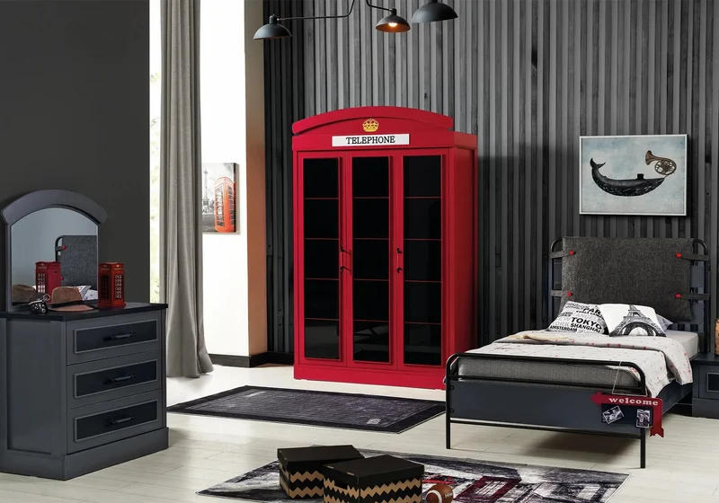 Ensemble de chambre pour jeune rouge LONDON