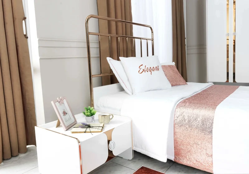 Ensemble chambre jeune métal doré ELEGANT
