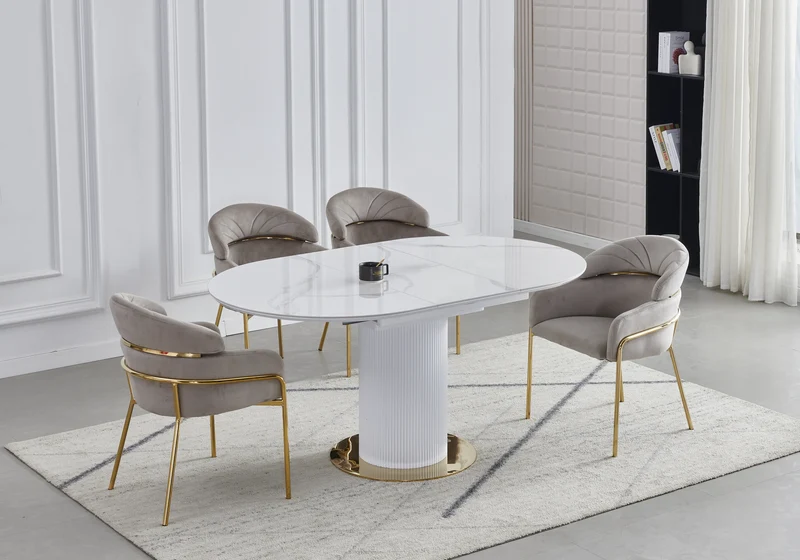 Chaises en velours taupe et pieds dorés - Noam x4