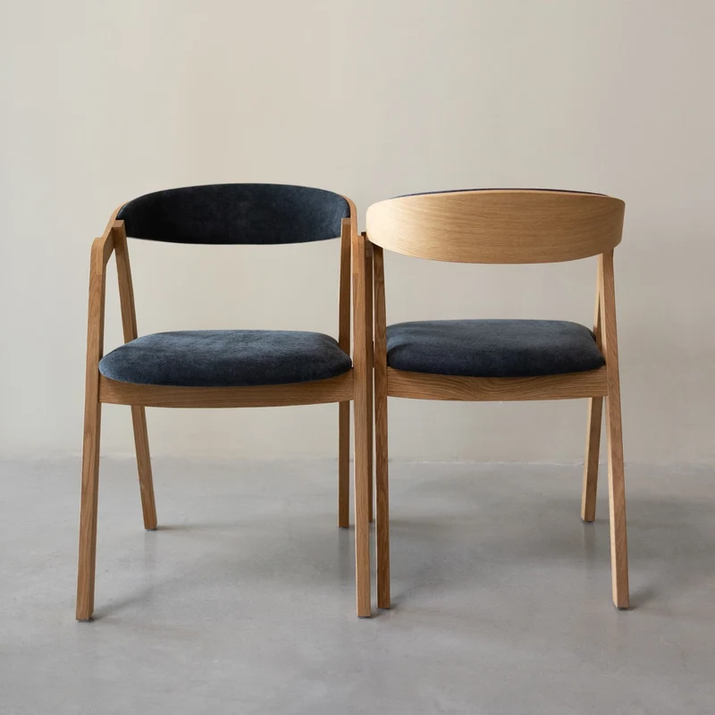 Chaise en bois massif de chêne Knut, revêtement Beige/Gris Anthracite - Lot de 2 ou de 4 chaises - NordicStory