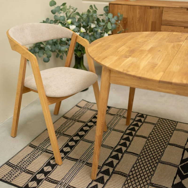 Chaise en bois massif de chêne Knut, revêtement Beige/Gris Anthracite - Lot de 2 ou de 4 chaises - NordicStory