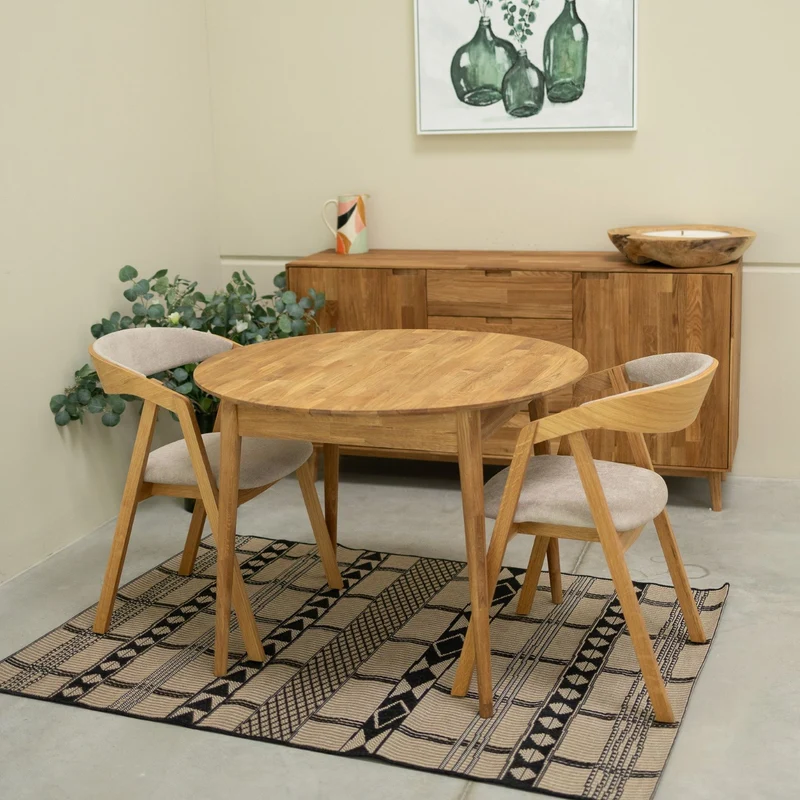 Chaise en bois massif de chêne Knut, revêtement Beige/Gris Anthracite - Lot de 2 ou de 4 chaises - NordicStory