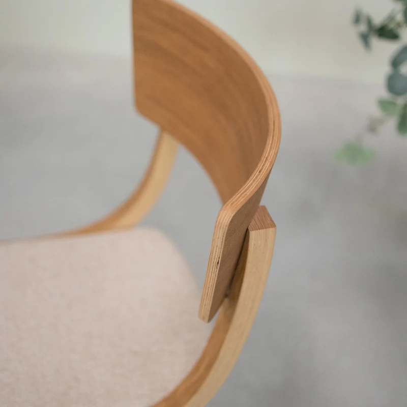 Chaise en bois massif de chêne Lucas, revêtement Gris/Beige - Lot de 2 ou 4 chaises - NordicStory