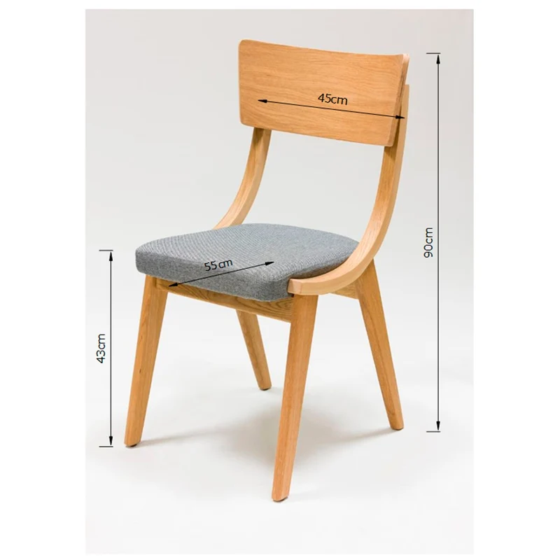 Chaise en bois massif de chêne Lucas, revêtement Gris/Beige - Lot de 2 ou 4 chaises - NordicStory