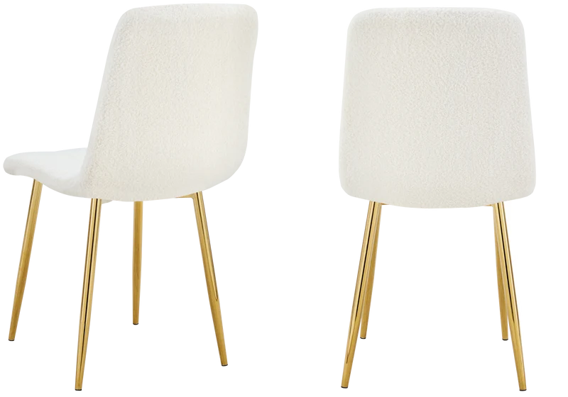 Chaises en bouclette blanche capitonnées - Milan x4