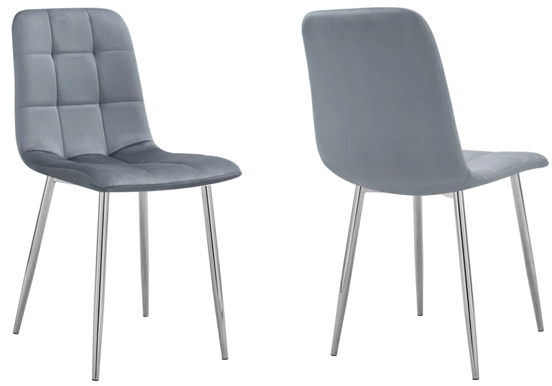 Chaises en velours gris capitonnées - Milan x4