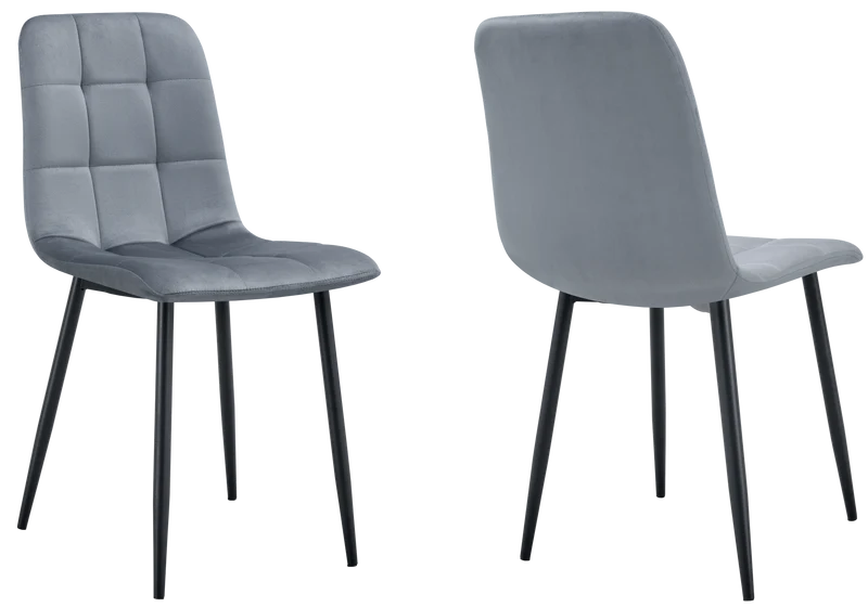 Chaises en velours gris capitonnées - Milan x4