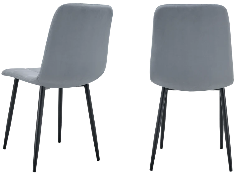 Chaises en velours gris capitonnées - Milan x4
