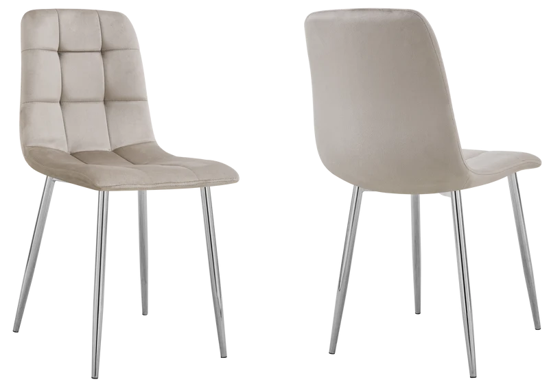 Chaises en velours taupe capitonnées - Milan x4
