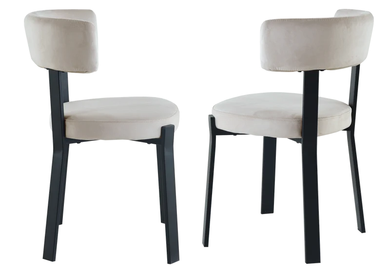 Chaise en velours beige et pieds noirs - Como x4