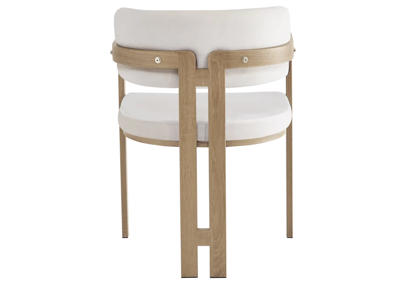 Fauteuil de table velours beige bois clair - Lyra x2