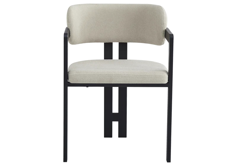Fauteuil de table bouclé sable pieds noirs - Lyra x2