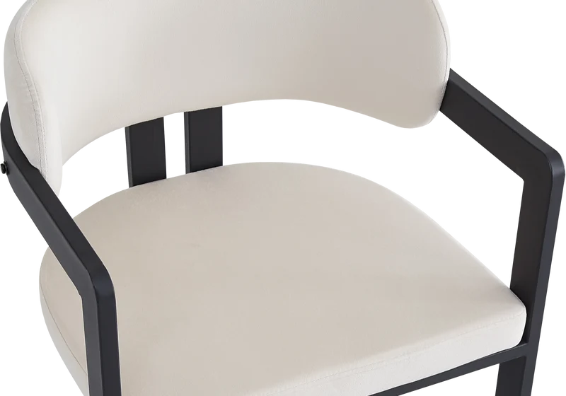 Fauteuil de table velours beige pieds noirs - Lyra x2
