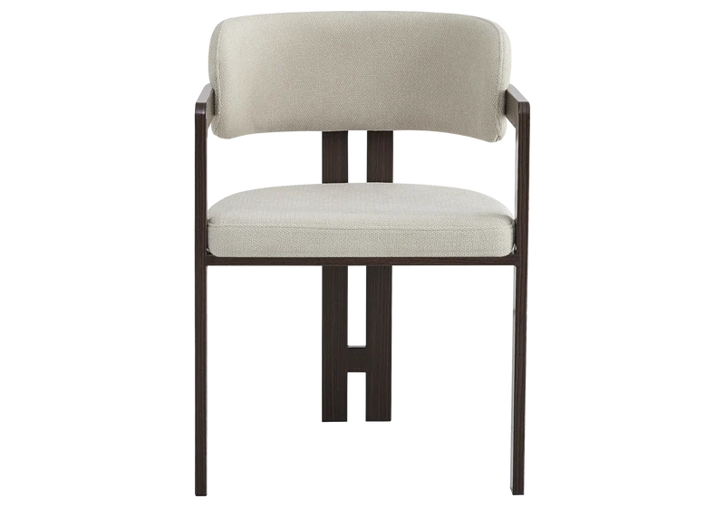 Fauteuil de table bouclé sable bois noyer - Lyra x2