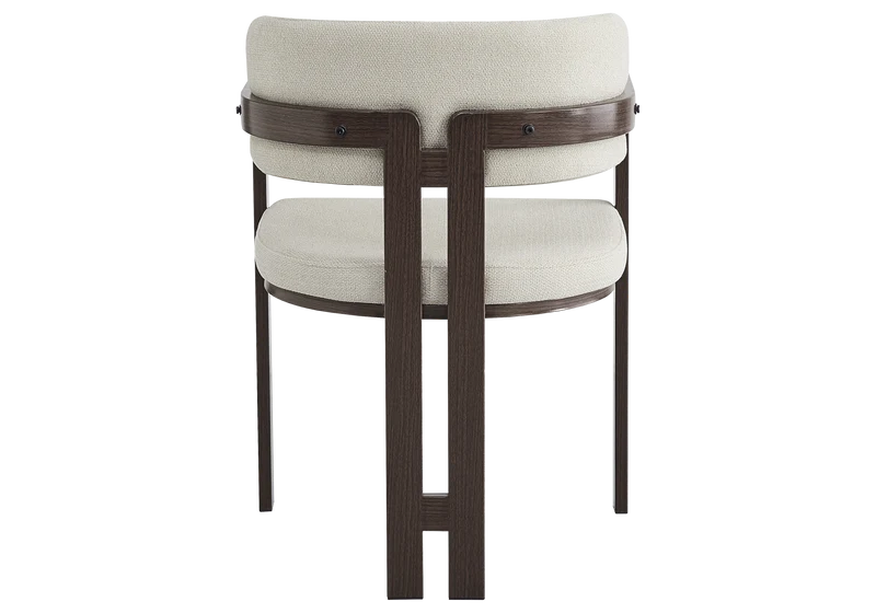 Fauteuil de table bouclé sable bois noyer - Lyra x2
