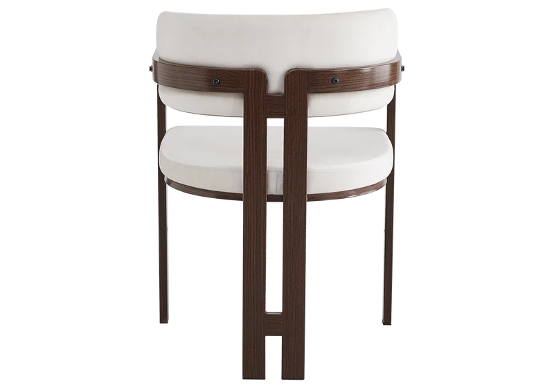 Fauteuil de table velours beige bois noyer - Lyra x2