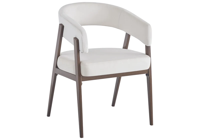 Fauteuil de table velours beige noyer - Oslo x4