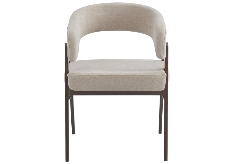 Fauteuil de table texturé beige noyer - Oslo x4