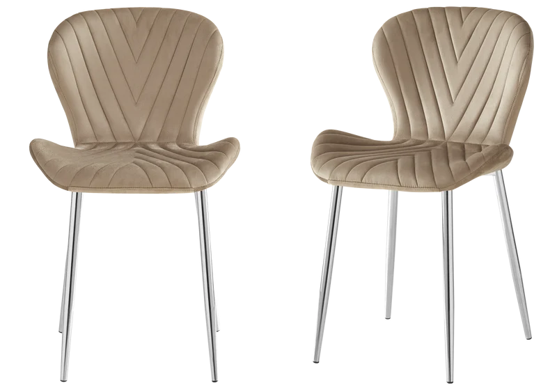 Chaise velours taupe pieds argent - Syra x4