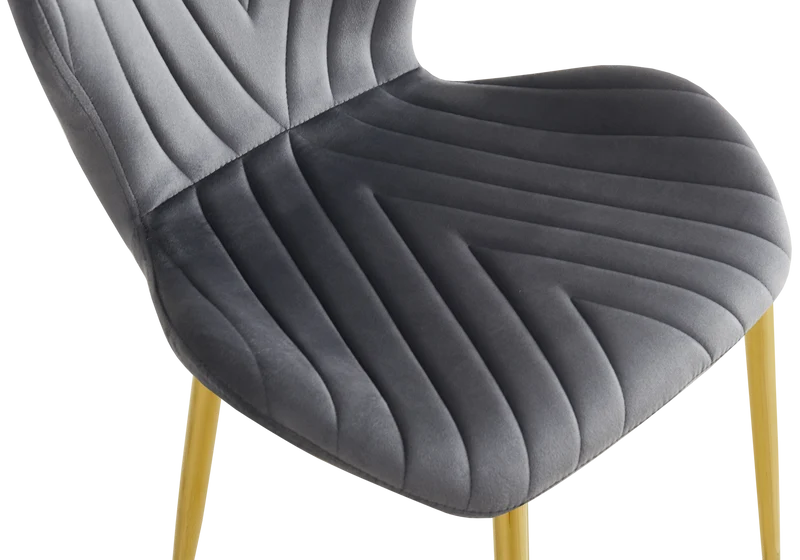 Chaise velours anthracite pieds dorés - Syra x4
