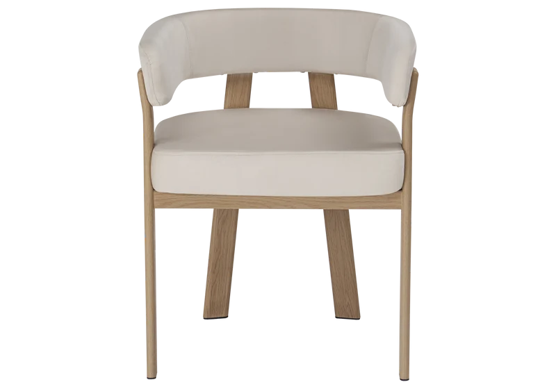 Fauteuil de table velours beige chêne - Mura x4