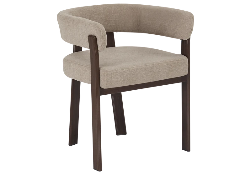 Fauteuil de table bouclé taupe noyer - Mura x4