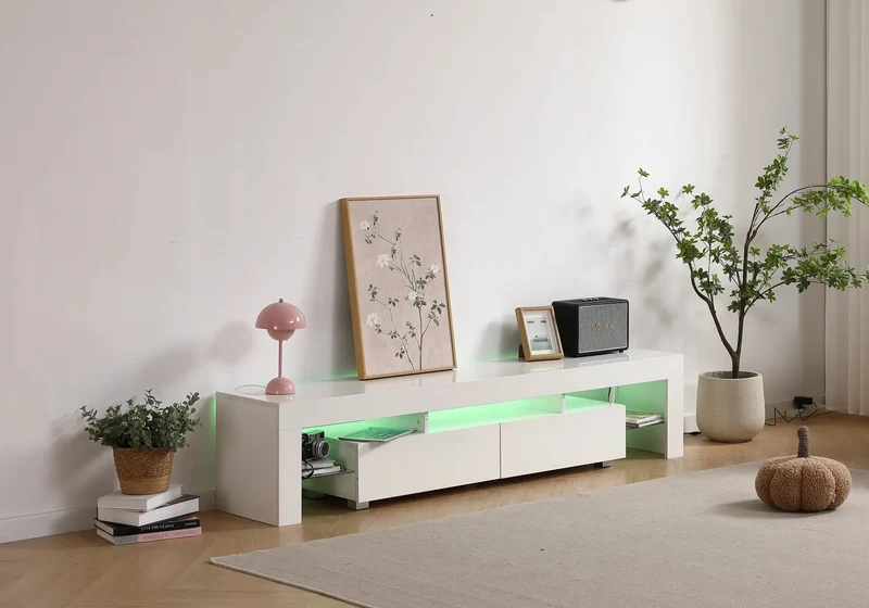 Meuble banc TV blanc led - Sala