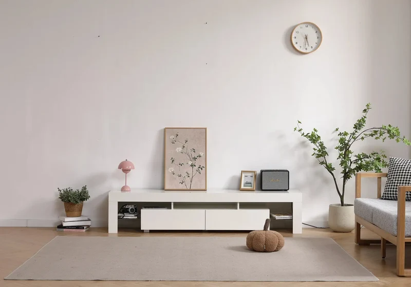 Meuble banc TV blanc led - Sala