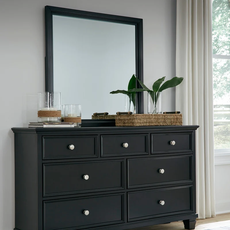 Miroir de bureau en bois/placage noir - Lanolee