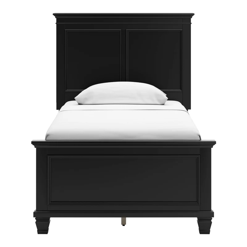 Lit complet en bois/placage noir Simple / Double / Grand / Très grand - Lanolee