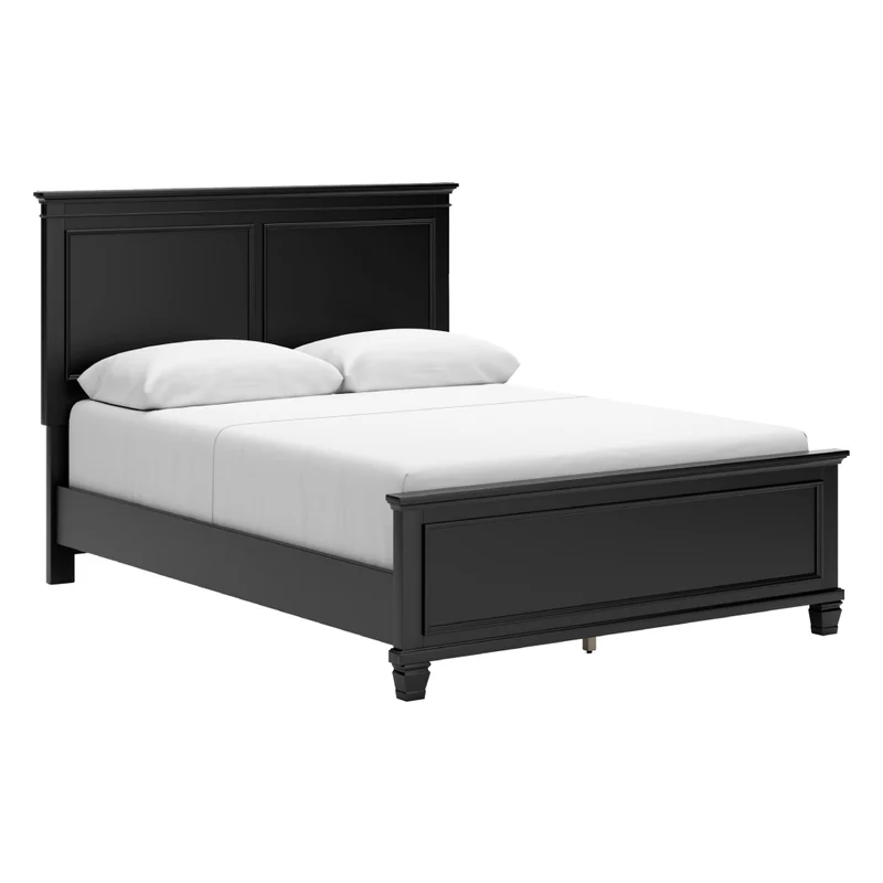 Lit complet en bois/placage noir Simple / Double / Grand / Très grand - Lanolee