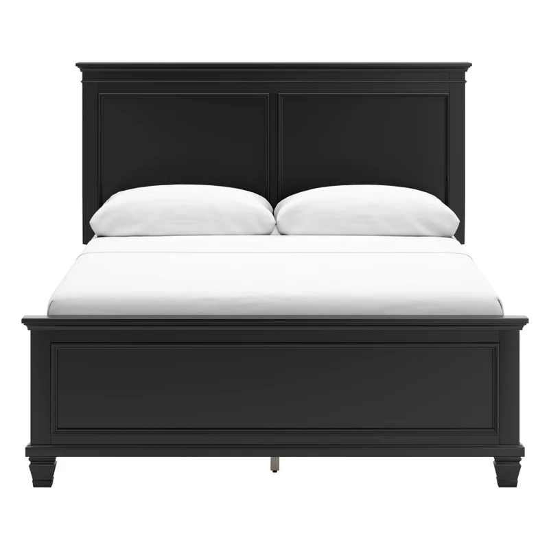 Lit complet en bois/placage noir Simple / Double / Grand / Très grand - Lanolee