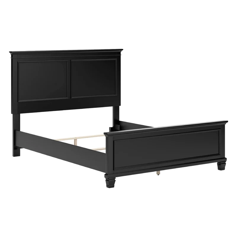 Lit complet en bois/placage noir Simple / Double / Grand / Très grand - Lanolee