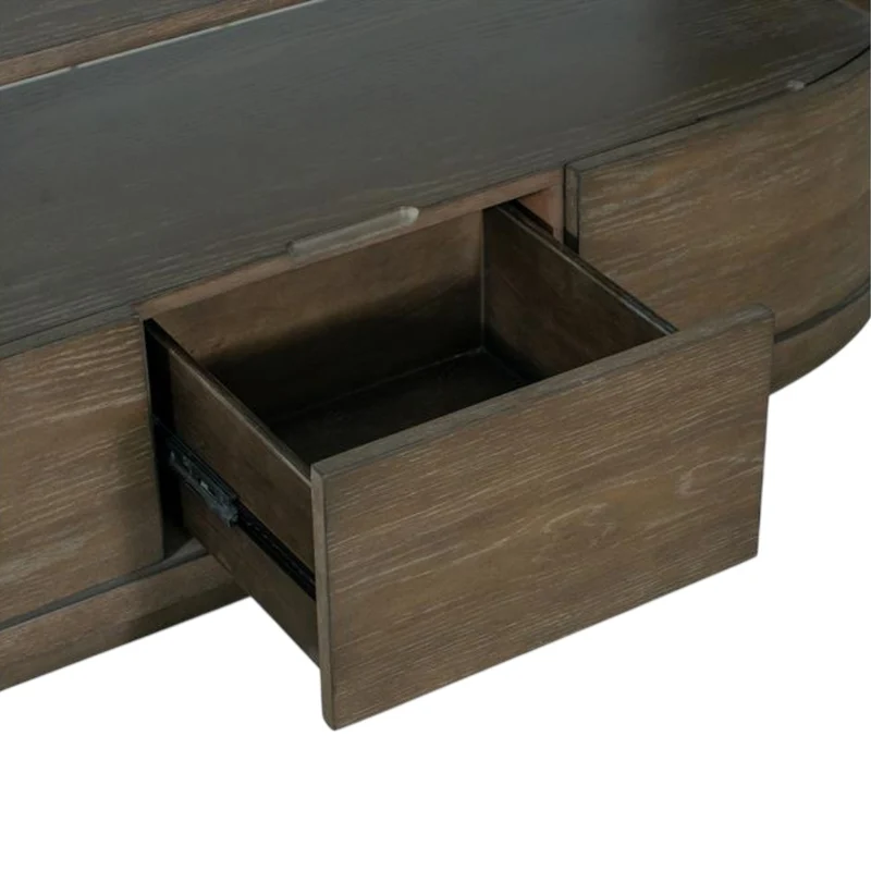 Table console en bois/placage de chêne brun grisâtre avec 3 tiroirs - Bosley
