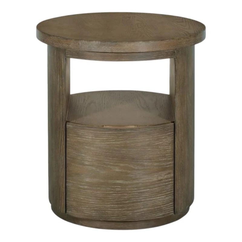 Table de bout en bois/placage de chêne brun grisâtre avec 1 tiroir - Bosley