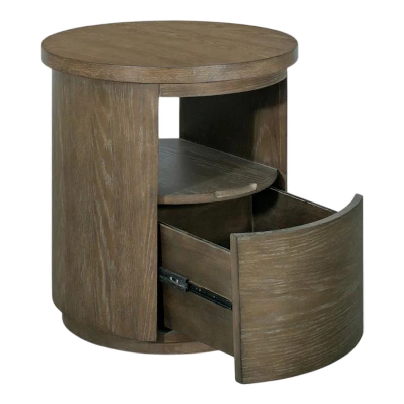 Table de bout en bois/placage de chêne brun grisâtre avec 1 tiroir - Bosley