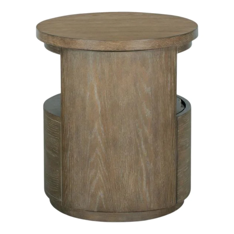Table de bout en bois/placage de chêne brun grisâtre avec 1 tiroir - Bosley
