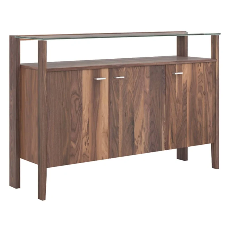 Buffet en verre et bois de noyer avec 3 portes - Condo