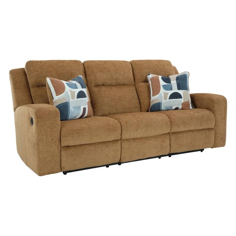 Sofa inclinable en tissu brun clair avec coussins - Kanlow