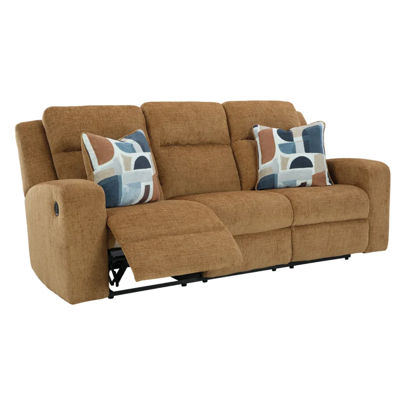 Sofa inclinable en tissu brun clair avec coussins - Kanlow