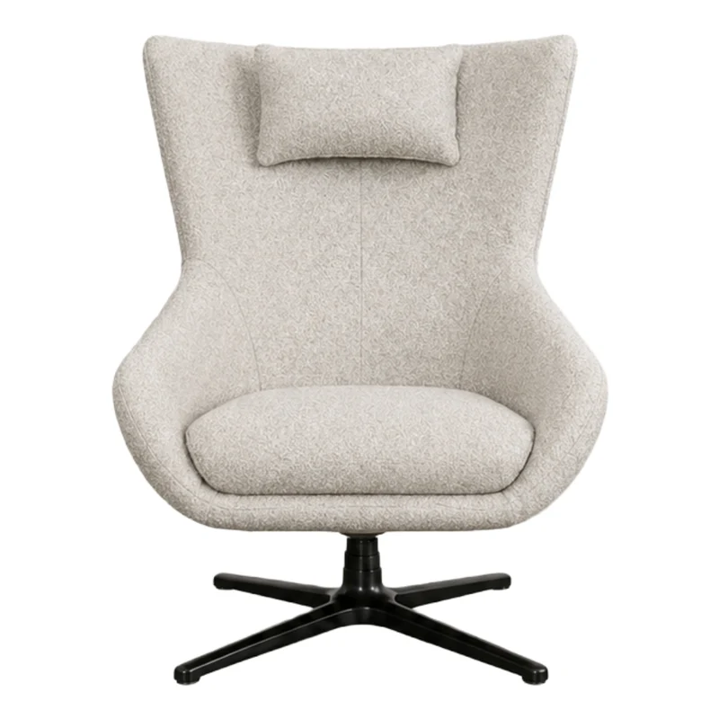 Fauteuil pivotant en tissu crème - Coko