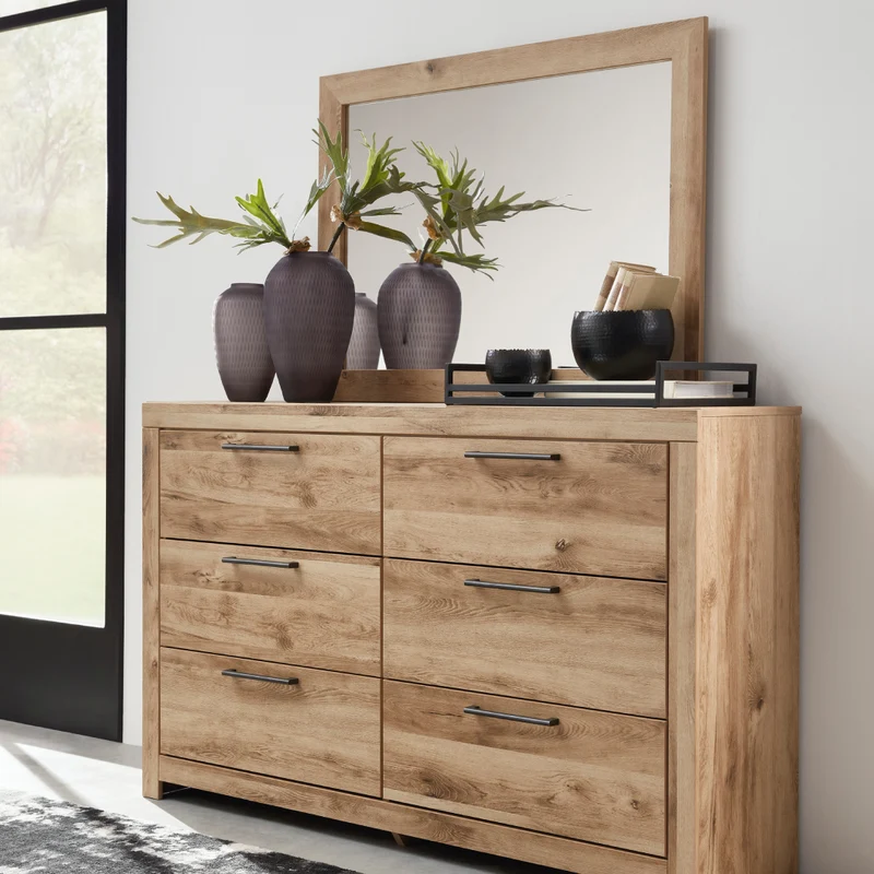 Miroir de bureau en bois/placage brun clair - Hyanna
