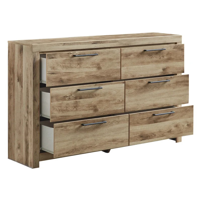 Bureau à 6 tiroirs en bois/placage brun clair - Hyanna