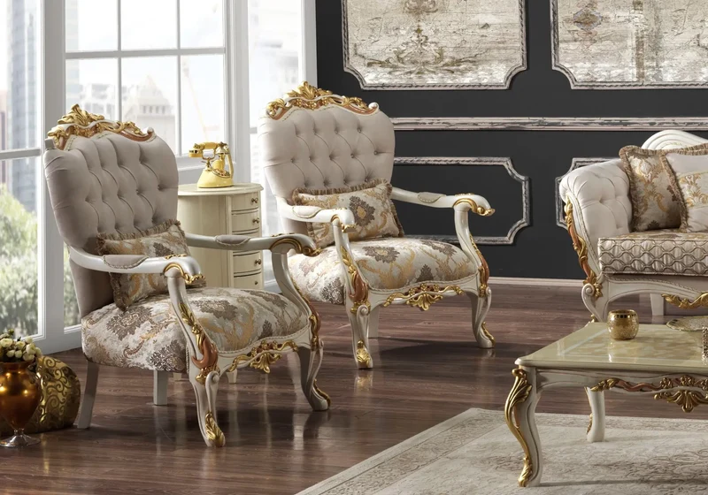 Ensemble canapé baroque beige VENUS