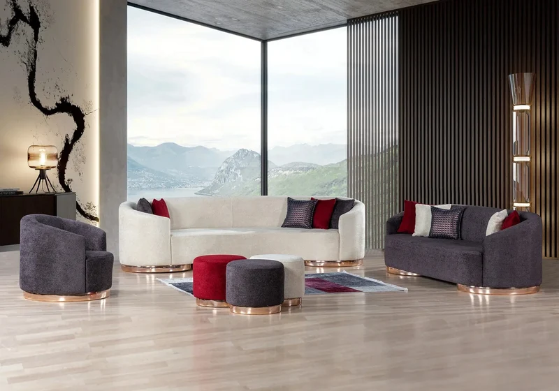 Ensemble canapé modern gris LEVANTE